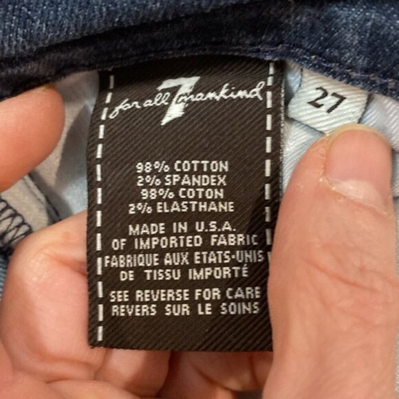 7 For All Mankind Blue Straight Leg Mid Rise Jeans 27/ 33 tall​​​ - Picture 11 of 14